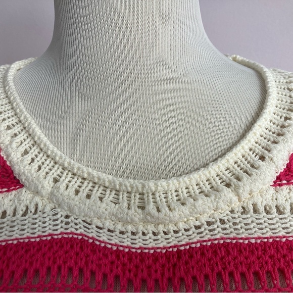 89th + Madison Women’s Pullover Sweater, Medium, Pink/ White, Drop Shoulder, NWT - Picture 3 of 4